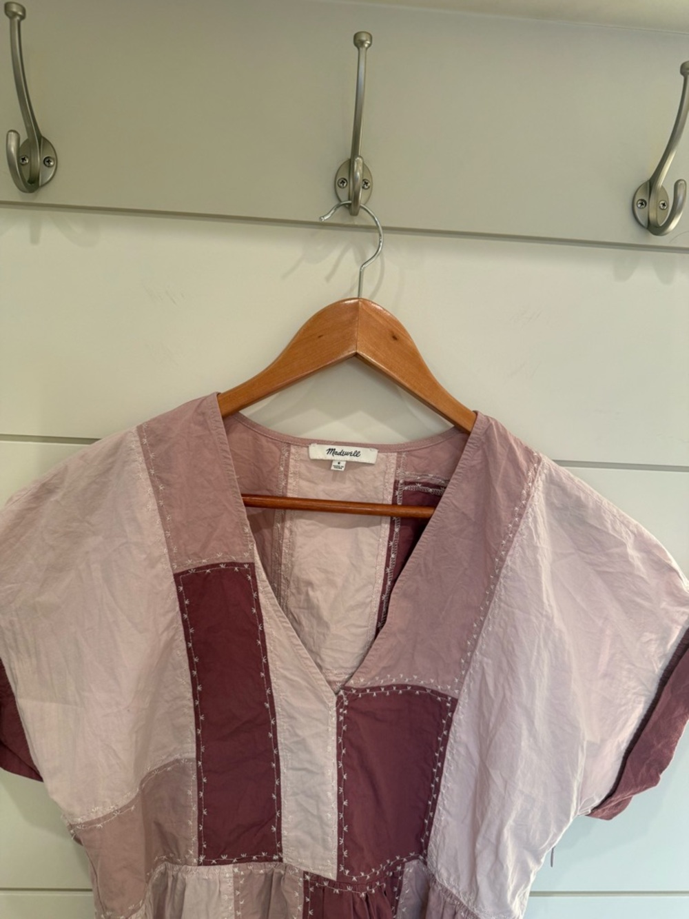 Madewell Signature Poplin Patchwork Peplum Top size 6 - Picture 5 of 9